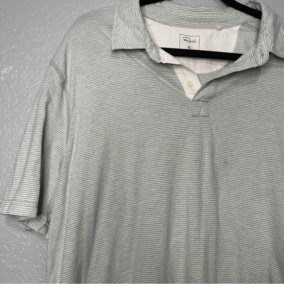Rails Sebastian Blue Stripe‎ Polo Seafoam Short Sleeve Cotton Summer - Picture 4 of 10